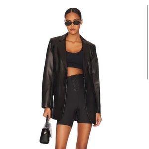 WeWoreWhat x Revolve Lace up High Rise Biker Shorts Black